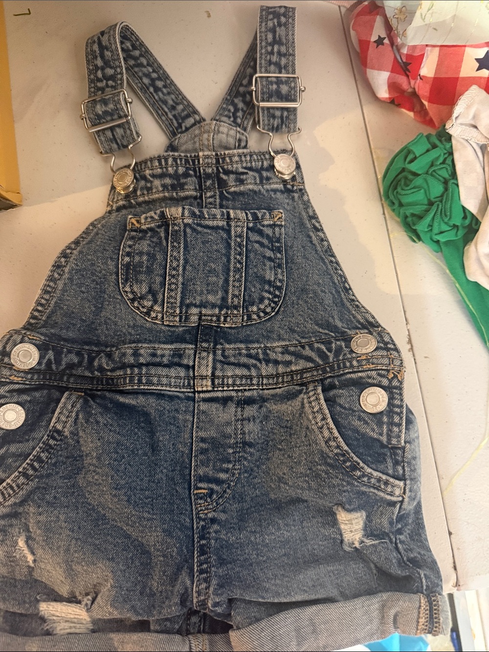 Kids Denim Short Overalls - Blue